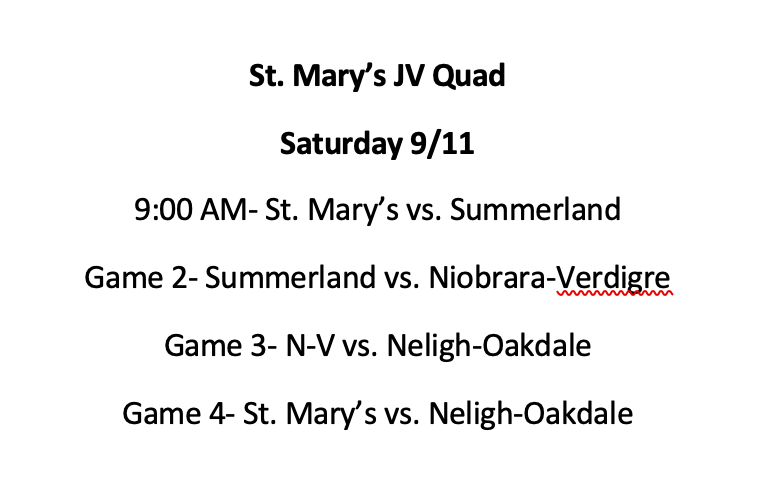 St. Mary's JV Quad Schedule