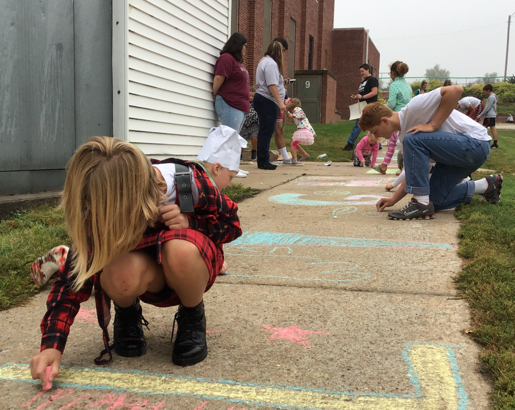 Homecoming sidewalk chalk