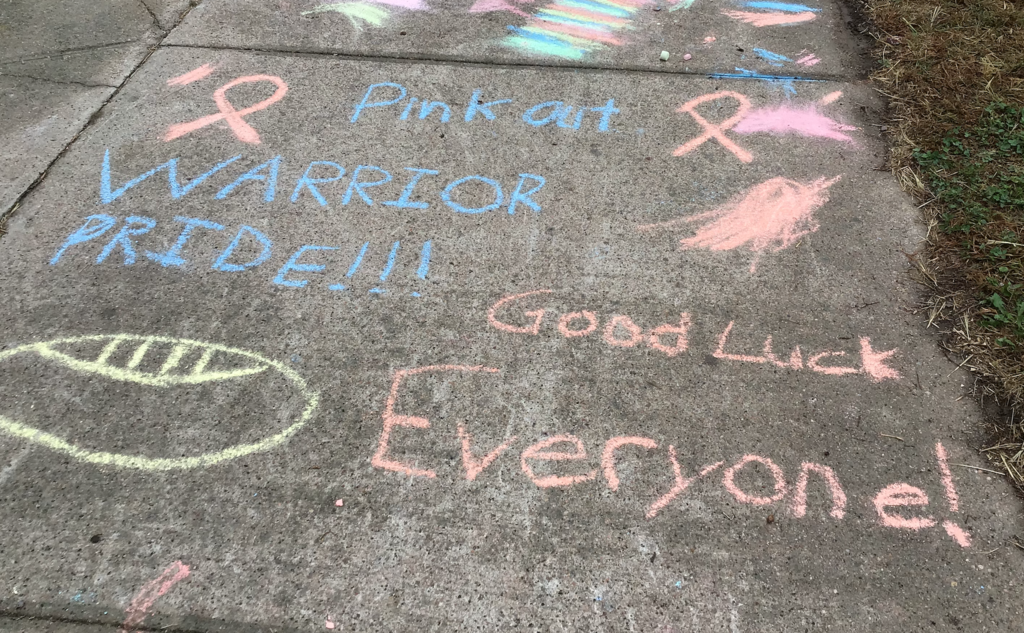 Homecoming sidewalk chalk - Pink Out Theme