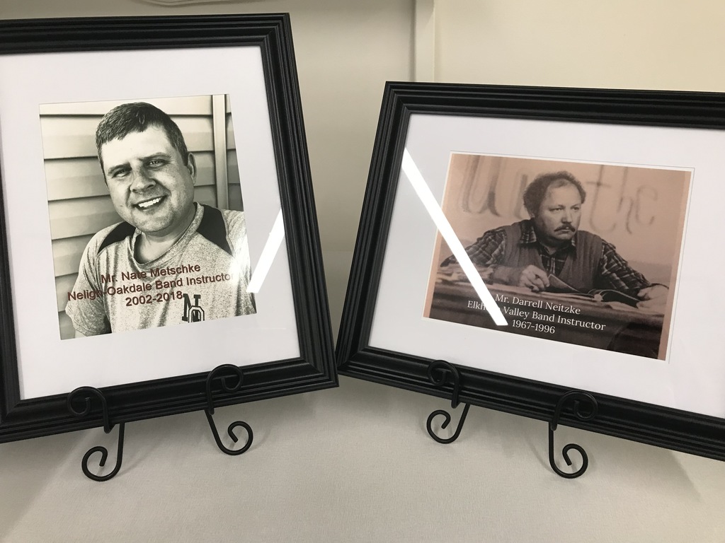 Memorial pictures of Neligh-Oakdale and Elkhorn Valley band instructors